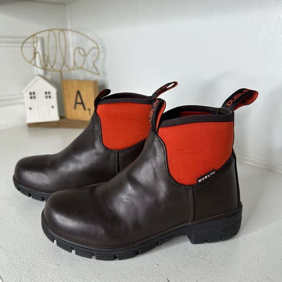 Dublin Shoes - Dublin Women’s Leather Paddock Riding Boots Brown with Red Elastic Size 7.5